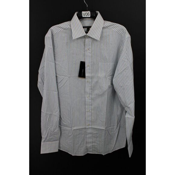 BCBGMAXAZRIA MODERN FIT MENS DRESS SHIRT M 15.5 34/35 WHITE STRIPES NWT - Picture 1 of 7